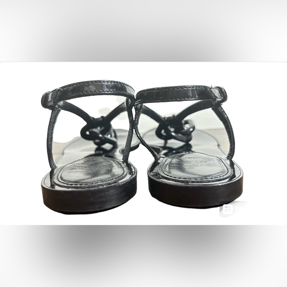 BURBERRY Black Link Patent Leather Chain Thong Sandals EU 39 US 8.5 Flats - Picture 6 of 11